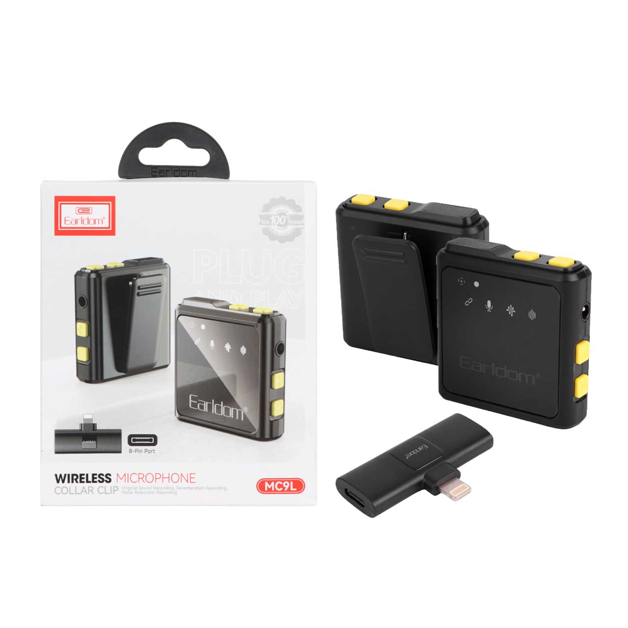 میکروفون بی سیم یقه ای  Earldom Lightning مدل ET-MC9L - مشکی